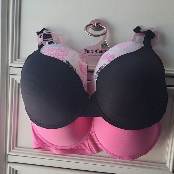 Juicy Couture Other - Juicy Couture Bras 3 Pack Black,  Pink And  Graphic Bra NWT 40D